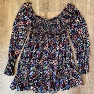 Oak & Trellis Floral Smocked Mini Dress | Boho Cottagecore Off Shoulder XL